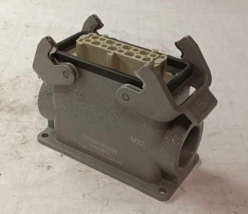 NEW HARTING HAN 16B SIDE ENTRY BOX MOUNT CONNECTOR BASE 19300160232