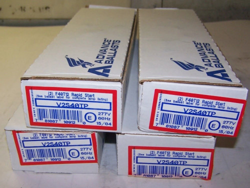 4) NEW ADVANCE RAPID START ELECTRONIC BALLAST 277 VAC V2S40TP LOT OF 4