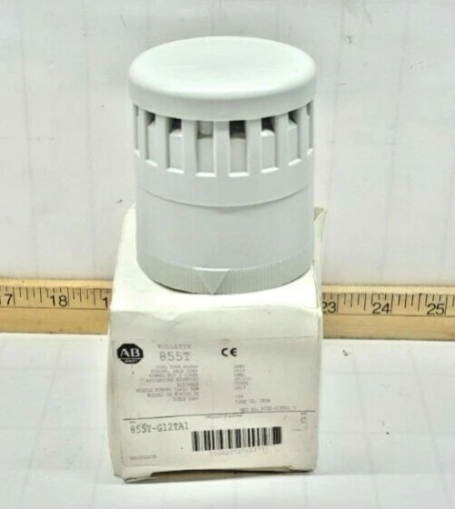 New Allen Bradley Gray Stack Light Dual Tone Horn 12 VAC/DC 35 mA 855T-G12TA1