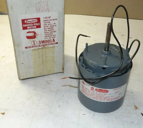 NEW DAYTON 1/20 HP SHADED POLE MOTOR 230 VAC 1Ø 1550 RPM TEFC 5/16" SHAFT 3M001A