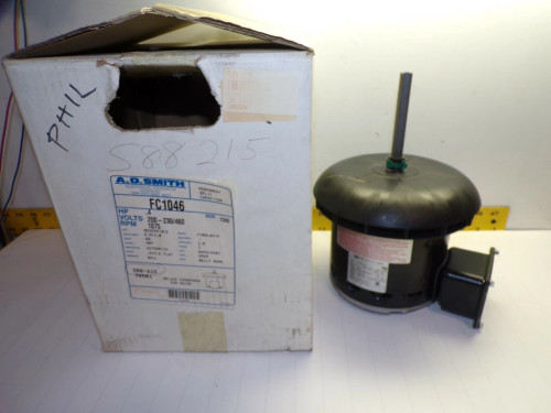 NEW A.O. SMITH .4 HP CONDENSER FAN MOTOR 200-230/460V 1Ø 1075 RPM 48Y FC1046