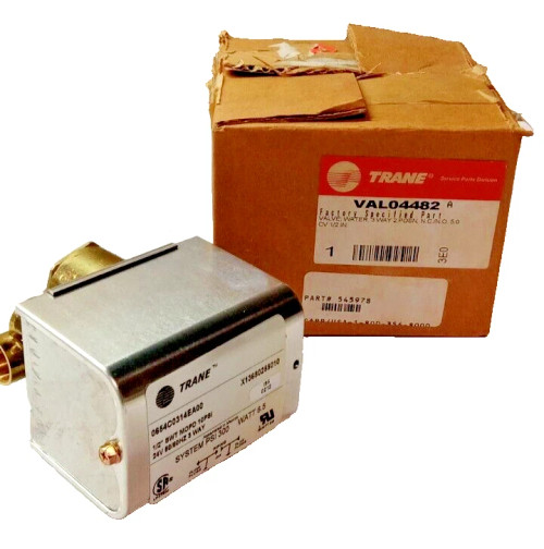 NEW TRANE MOTORIZED VALVE 3-WAY 2 POS 1/2" SWT 10 PSI MOPD 24V 300 PSI VAL04482