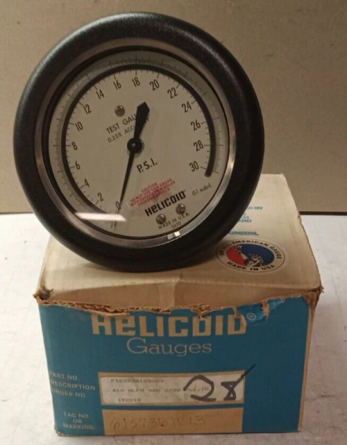 NEW HELICOID PRESSURE GAUGE 0-30 PSI 4.5" FACE 6" OD 1/4" NPT-REAR F1E3D3A100000