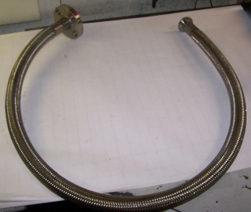 RUBBER FAB 1" STAINLESS STEEL FLANGED 1-1/2" TRI-CLAMP BRAIDED HOSE 54" LONG