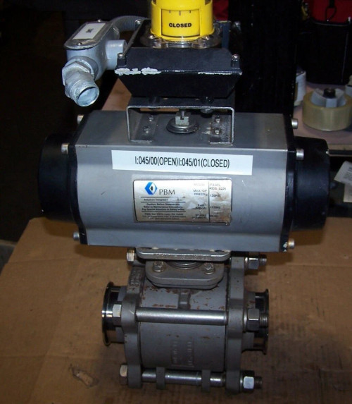 PBM 3" STAINLESS SANITARY PNEUMATIC ACTUATED BALL VALVE CF3M PABTL453S-0225