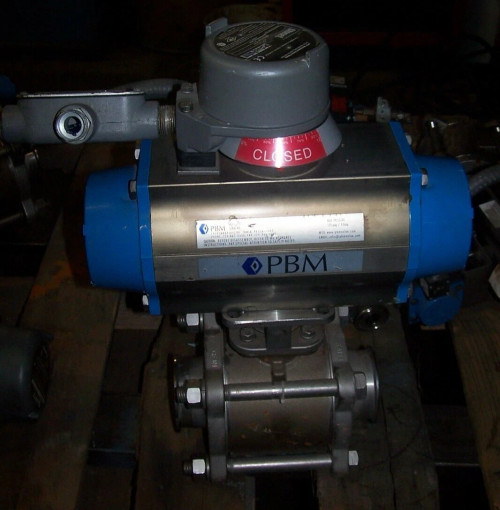 PBM 3" STAINLESS SANITARY PNEUMATIC ACTUATED BALL VALVE CF3M PAVBL453S--0125