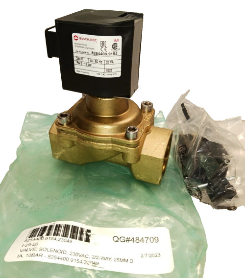 NEW BOSCH JOST 1" NPT BRASS SOLENOID VALVE 230 VAC 2-WAY 8254400.9154