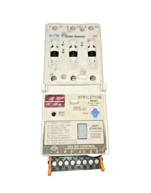EATON 20 HP SOFT MOTOR STARTER START 27 AMP 24 VDC COIL S751L27N3S
