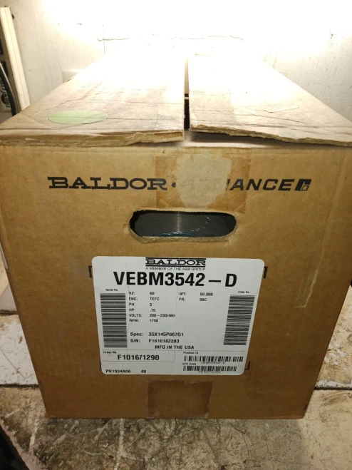NEW Baldor .75 HP AC Brake Motor 56C 208-230/460 VAC 1750 RPM Tefc VEBM3542-D
