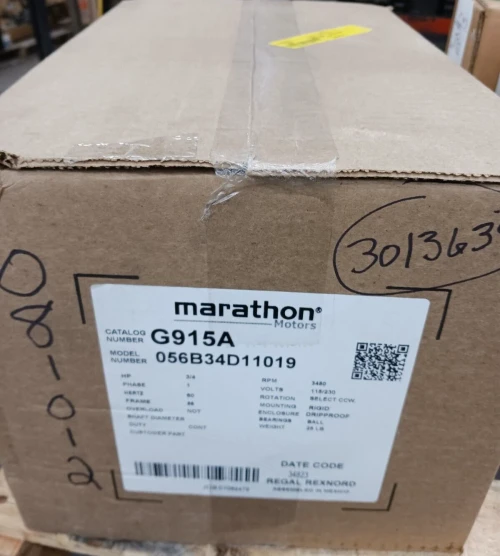 NEW MARATHON 3/4 HP AC ELECTRIC MOTOR 115/230 VAC 1PH 56 FRAME 3450 RPM DP G915A