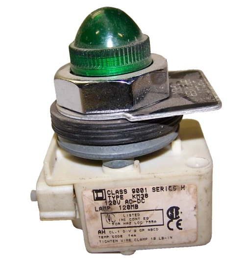 SQUARE D GREEN PILOT LIGHT 120 VOLT AC/DC 9001KM38