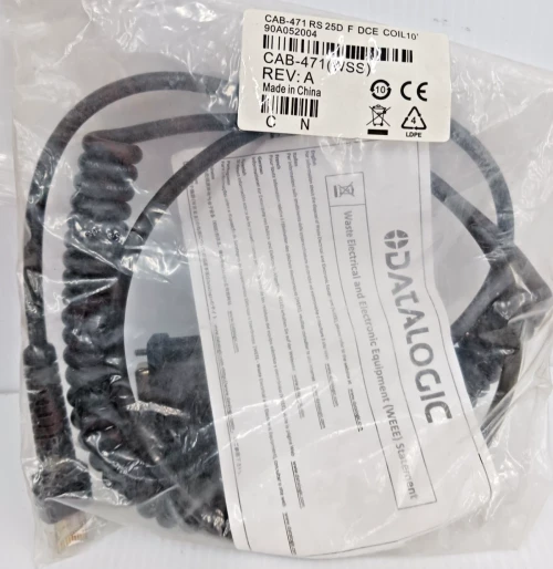 New Datalogic CAB-471 Interface Cable 10' Coil RS 25D