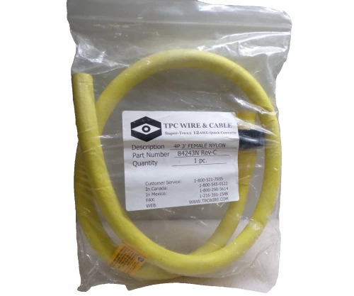 NEW TPC WIRE & CABLE 84243N FEMALE PLUG 4 PIN 3 FT 600V 12 AWG