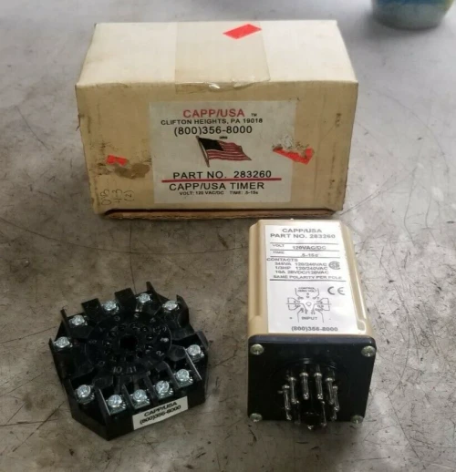 NEW CAPP/USA 283260 AC TIMER RANGE W/ BASE .5-15 SECOND 120/240 VAC 11 PIN