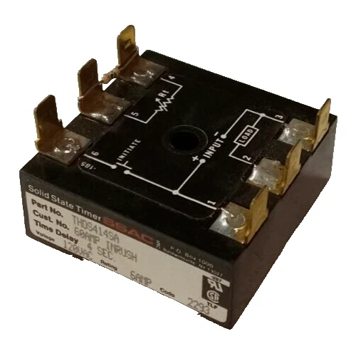 NEW SSAC THDS414SA SOLID STATE TIMER 60 AMP INRUSH 6 AMP 120 VAC 4 SECOND TIMER