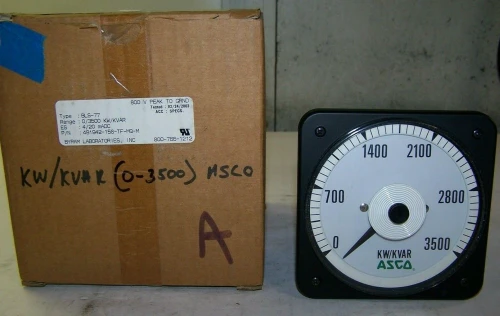 NEW ASCO CROMPTON BLS-77 0-3500 KW/KVAR PANEL METER 491942-158-TF-MQ-M
