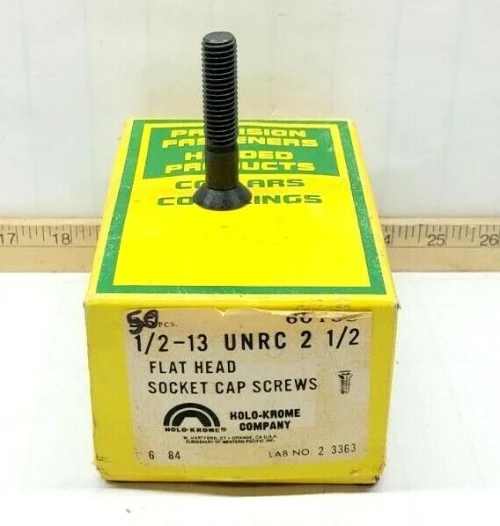 Box Of 50 New HOLO-KROME 1/2"-13 X 2-1/2" UNRC Flat Head Socket Cap Screws 60138