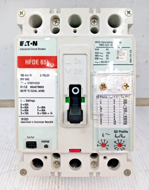 Eaton 100 Amp Industrial Circuit Breaker 3 Pole 600 VAC HFDE310022