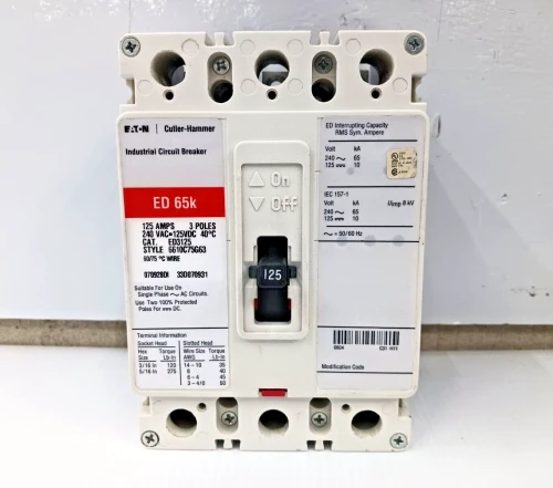 Eaton 125 Amp Circuit Breaker 3 Pole 240 VAC / 125 VDC ED3125
