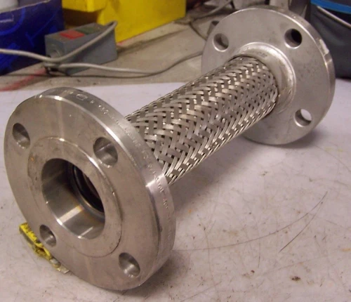 NEW AMERICAN RUBBER 2" X 1-3/8" X 12" STAINLESS STEEL BRAIDED FLANGED HOSE