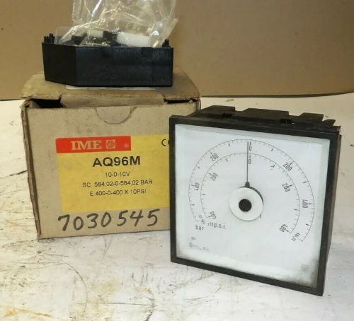 NEW IME E 400-0-400 X 10 PSI / 584.02-0-584.02 BAR 1Ø AMMETER 10-0-10 V AQ96M