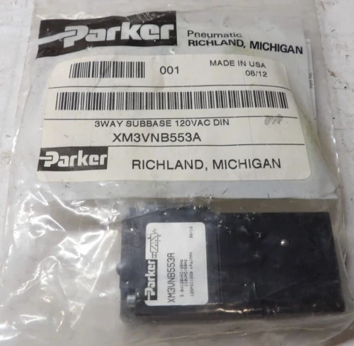 NEW PARKER SUBBASE MOUNT VALVE 3-WAY 2-POSITION 125 PSI 120 VAC XM3VNB553A