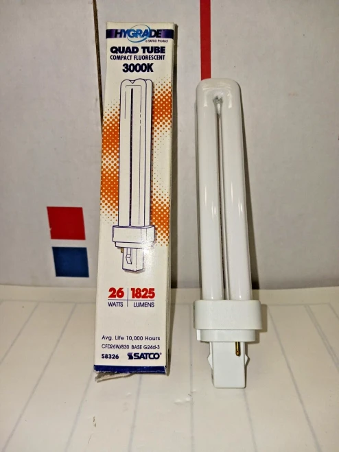 NEW SATCO S8326 CFD26W/830 26W G24D-3 T4 CFL 3000k WARM WHITE