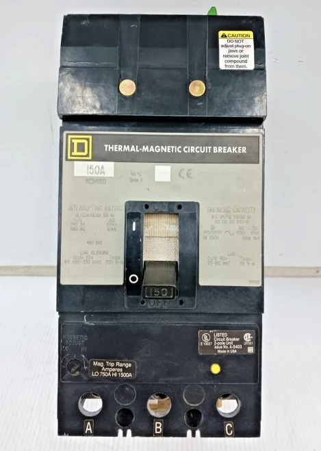 Square D 150 Amp I-Line Circuit Breaker 3 Pole 480 VAC KC34150