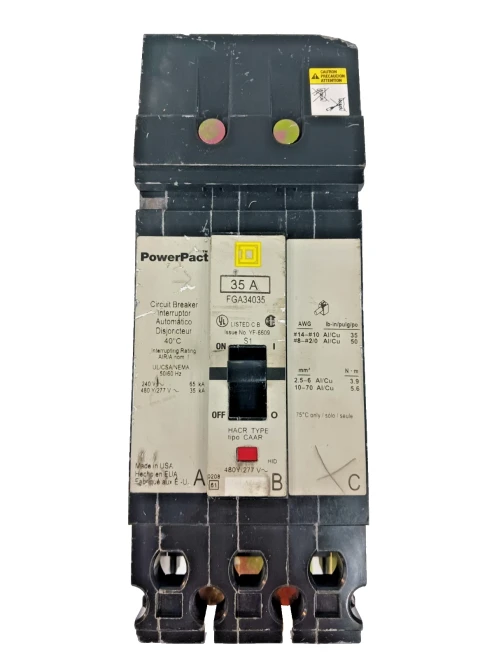 Square D 35 Amp I-Line Circuit Breaker 3 Pole 480Y/277 VAC FGA34035 *Flaw*