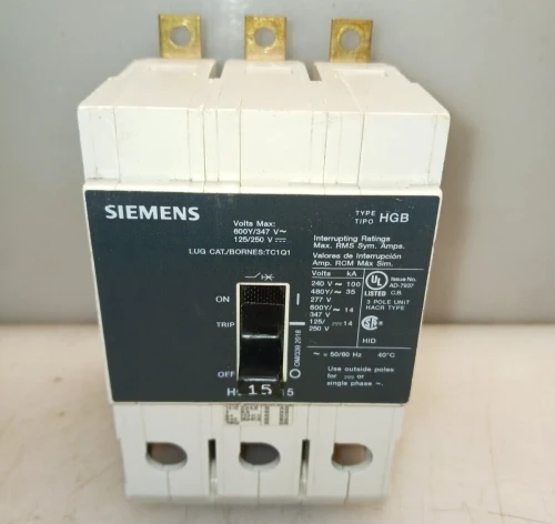 Siemens 15 Amp Bolt-On Circuit Breaker 3 Pole 480Y/277 VAC HGB3B015