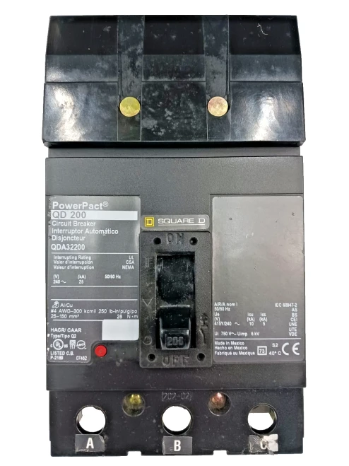 Square D PowerPact 200 Amp I-Line Circuit Breaker 3 Pole 240 VAC QDA32200