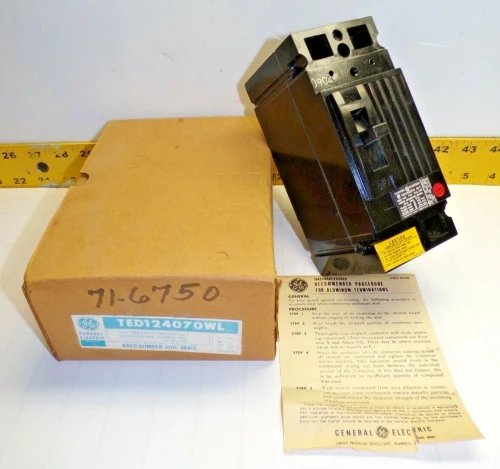New GE 70 Amp Circuit Breaker 480 VAC / 250 VDC 2 Pole TED124070