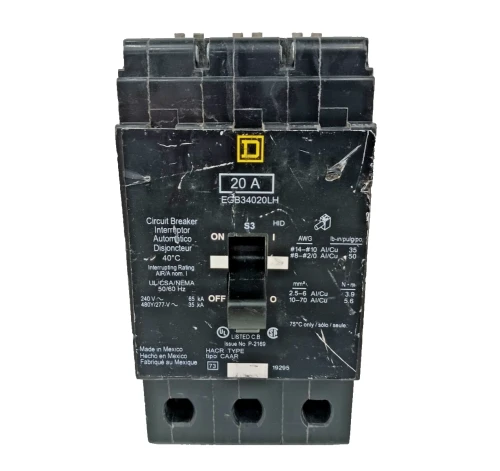 Square D 20 Amp Bolt-On Circuit Breaker 3 Pole 480Y/277 VAC EGB34020LH