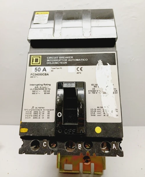 Square D 50 Amp I-Line Circuit Breaker 3 Pole 480 VAC FC34050CBA