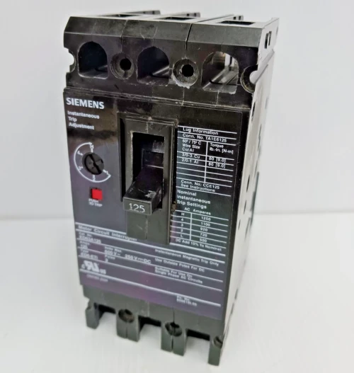 Siemens ED63A125 Circuit Breaker 125 Amp 3 Pole 600 Vac 250 vdc