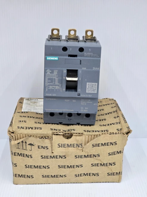 New Siemens 50 Amp Bolt-On Circuit Breaker 480 VAC 3P 150 kA 3VA4150-6ED34-0AA0