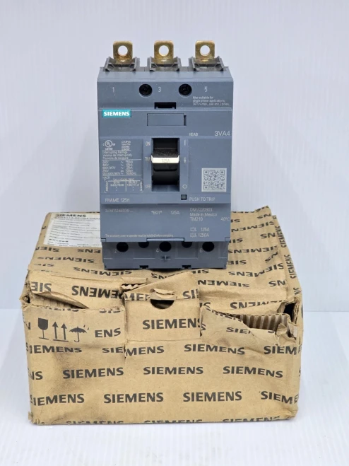 New Siemens 125 Amp Bolt-On Circuit Breaker 480 VAC 3P 150 kA 3VA4112-6ED34-0AA0