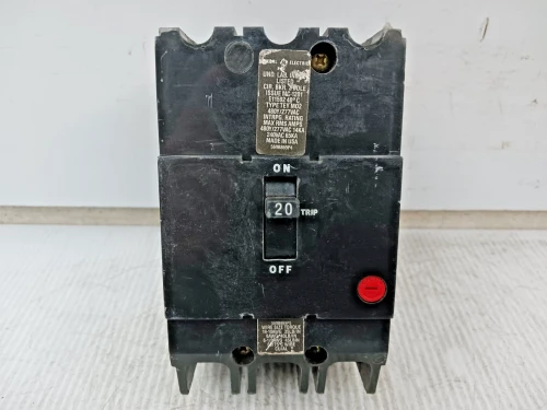 GE 20 Amp Bolt-On Circuit Breaker 3 Pole 480/277 VAC 14kA TEY320