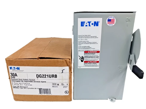 New Eaton 30 Amp Non-Fusible Safety Disconnect Switch 2 Pole 240 VAC 3R DG221URB
