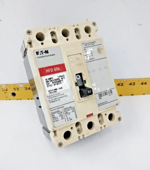 Eaton 50 Amp Circuit Breaker 600 VAC / 250 VDC 3 Pole HFD3050BP10