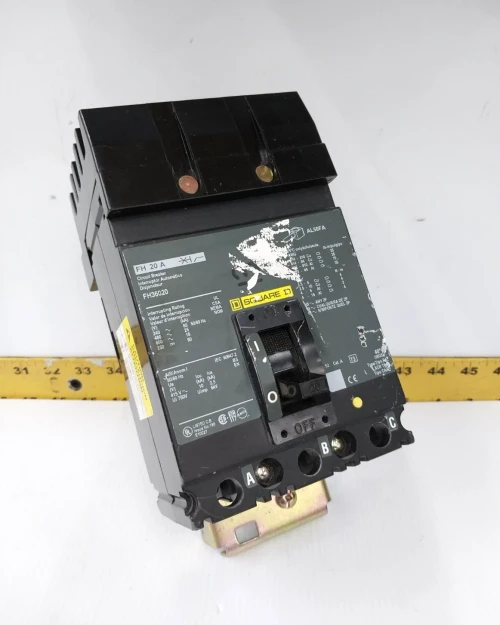 Square D 20 Amp I-Line Circuit Breaker 600 VAC / 250 VDC 3 Pole FH36020