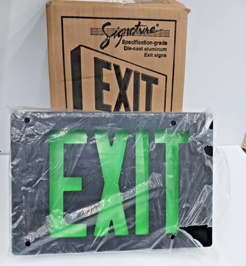 New Lithonia LES1G Green Die Cast Emergency Exit Sign