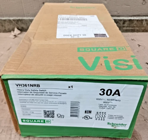 New Square D 30 Amp Fusible VisiPact Safety Switch 3 Pole / Neutral 3R 600 Vac