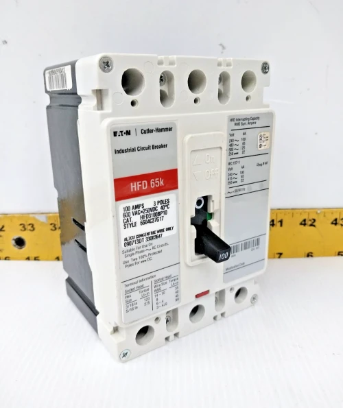 Eaton 100 Amp Circuit Breaker 600 VAC / 250 VDC 3 Pole HFD3100BP10