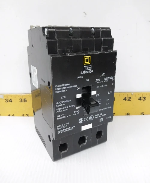 Square D 100 Amp Bolt-On Circuit Breaker 240 / 480Y/277 VAC 3 Pole EJB34100