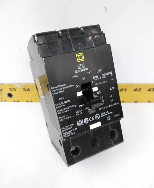 Square D 40 Amp Bolt-On Circuit Breaker 480Y/277 VAC 3 Pole EJB34040
