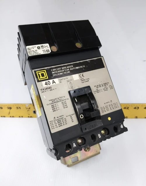 Square D 40 Amp I-Line Circuit Breaker 600 VAC / 250 VDC 3 Pole FA36040