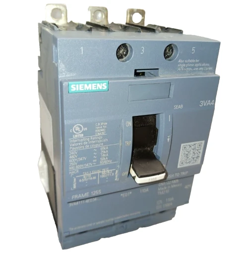 SIEMENS 3VA4111-4ED34-0AA0 110 AMP CIRCUIT BREAKER 3 POLE 480 VAC 25kA