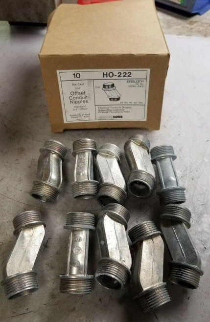 (10) NEW MIDLAND ROSS 3/4" DIE CAST OFFSET CONDUIT NIPPLES HO-222  LOT OF 10