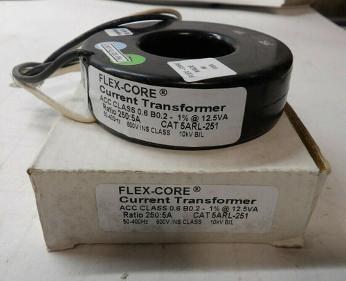 NEW FLEX-CORE 600V 50-400Hz 250:5A RATIO CURRENT TRANSFORMER 5ARL-251
